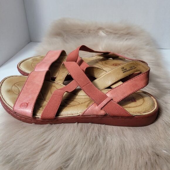 Born Elastic Strap Leather Sling Back Sandals Red Size 10 - Picture 3 of 9